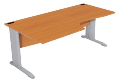 Bureau compact 90 L180 cm Gamme Optimal EVO retour a gauche pieds aluminium plateau poirier