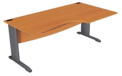 Bureau compact 90 L180 cm Gamme Optimal EVO retour a droite pieds anthracite plateau poirier