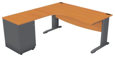 Plan compact 90   Gamme Optimal EVO L 160 cm  retour caisson porteur a gauche pied et coffre anthracite plateau poirier