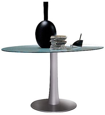 Table ronde Plateau en verre trempe 8mm Pied en colonne metallique laque Embase ronde finition noir de diametre max 15mm