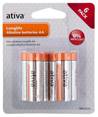 6 piles alcalines Ativa AA LR6