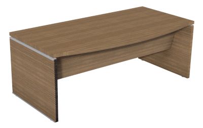 Bureau de direction avec plateau arque melamine Gamme Boston coloris noyer L 200 x P 90 101 x H 73 cm