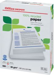 Carta 100 riciclata Bianco superiore Office Depot formato A4 grammatura 80 g m2 in risma da 500 fogli