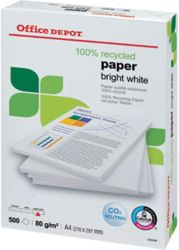 Carta 100 riciclata Extra bianca Office Depot formato A4 grammatura 80 g m2 in risma da 500 fogli
