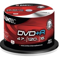 DVDR Emtec 47GB 120 min 16X spindle da 50 pz