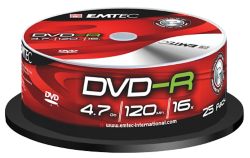 DVD R Emtec 47GB 120 min 16x spindle da 25 pz