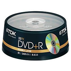 DVDR DL TDK 856 GB 30 min 8x jewel da 25 pz