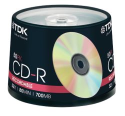 CD R 700 MB 52x Printable TDK spindle da 50 pz
