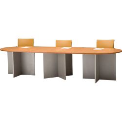 Tavolo riunione ovale Tdm grande dim 324 x 120 x 74 colore faggio alluminio