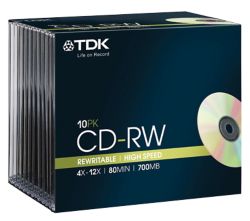 CR RW 700 MB TDK 4x 12x conf slim da 10 pz