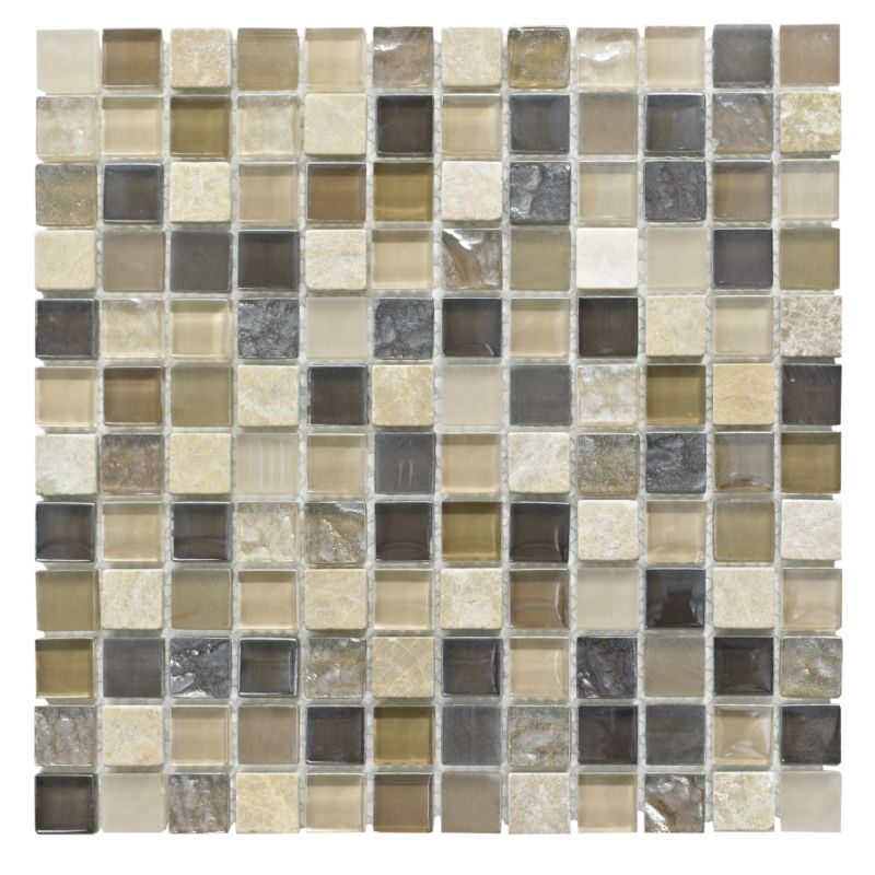 B&Q - Colours Excellence Single Beige Stone Glass Mix Mosaic Wall Tile ...